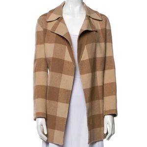 Theory Plaid Print Coat Brown/Tan Size S